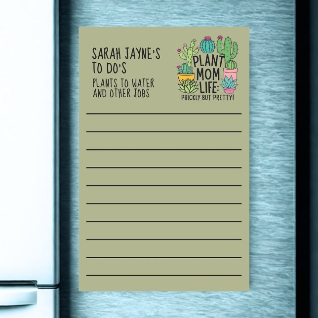 Funny Cactus To Do List Magnetic Dry Erase Sheet (Prickly but pretty! All the best plant moms are. Just add your name to this Magnetic To Do List)