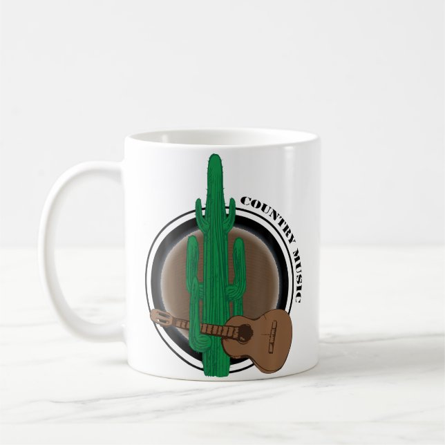 Funny Cactus With Guitar Playing Country Music Coffee Mug (Left)