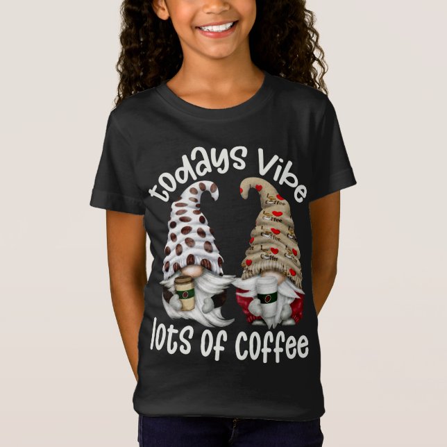 Funny Cafeteria Lots Of Coffee Gnomes T-Shirt (Front)