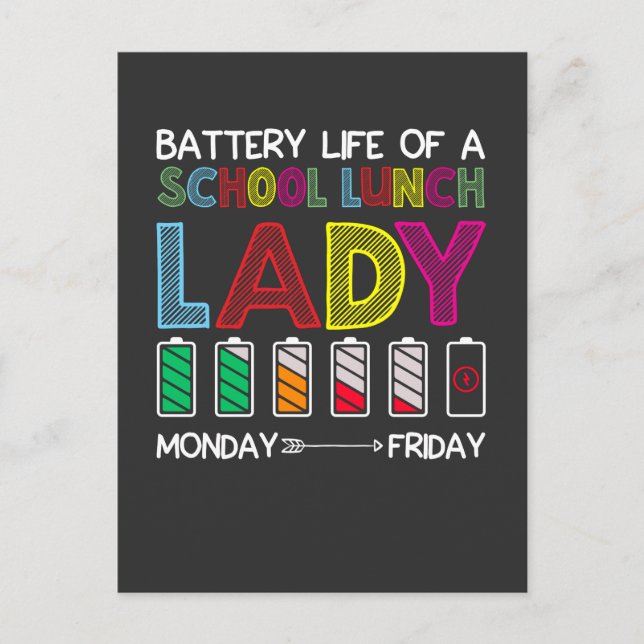 Funny Cafeteria School Lunch Lady Week Mood Humor Postcard (Front)