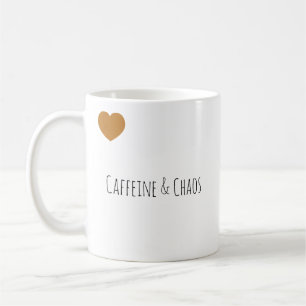 Funny Caffeine & Chaos Modern Typography Coffee Mug