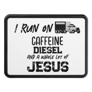 FUNNY Caffeine Diesel And Jesus Grunge Trucker Hitch Cover