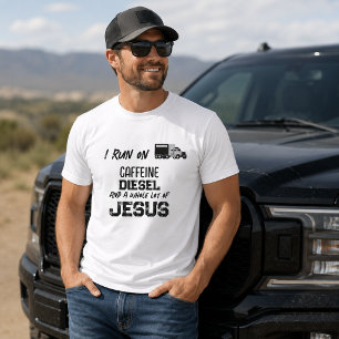 FUNNY Caffeine Diesel And Jesus Grunge Trucker T-Shirt