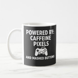 Funny Caffeine Pixels and Mashed Buttons Gamer Quo Coffee Mug