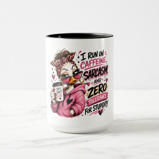 Funny Caffeine Sarcasm Ducks Mug (Center)