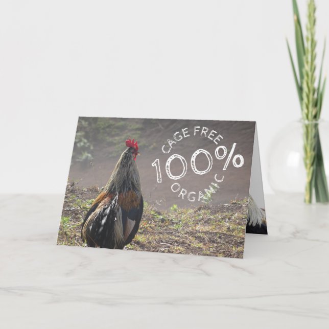 Funny Cage Free Rooster Happy Birthday Card (Front)