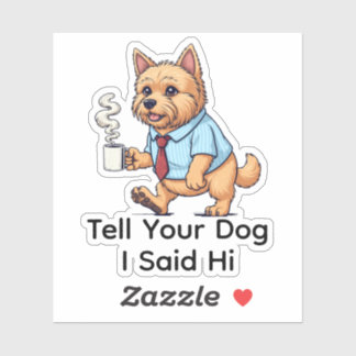 Funny Cairn Terrier Business Suit Coffee Sticker