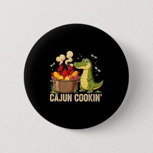 Funny Cajun Louisiana Boil Alligator Crawfish Mard Button