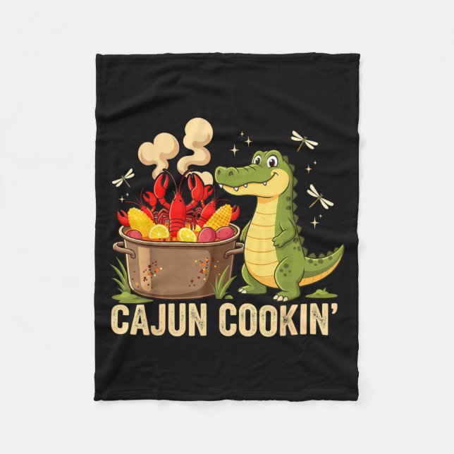 Funny Cajun Louisiana Boil Alligator Crawfish Mard Fleece Blanket (Front)