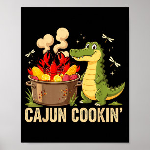 Funny Cajun Louisiana Boil Alligator Crawfish Mard Poster