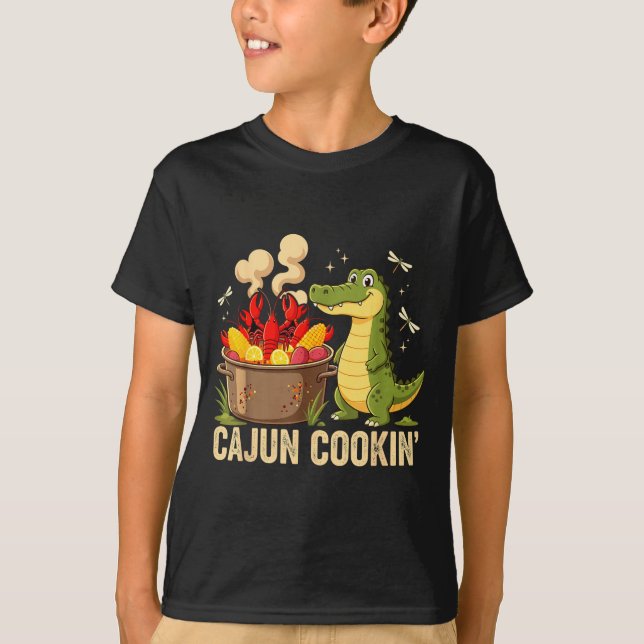 Funny Cajun Louisiana Boil Alligator Crawfish Mard T-Shirt (Front)