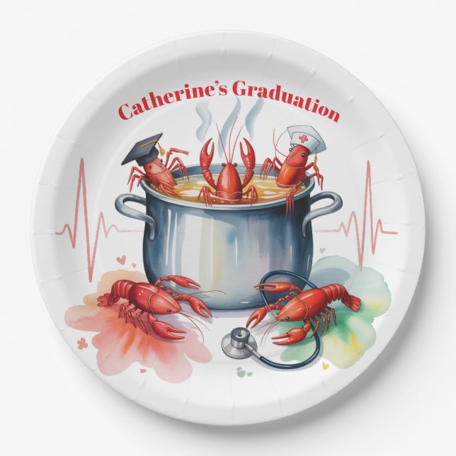 Funny Cajun Nurse Graduation Party Paper Plates (Front)