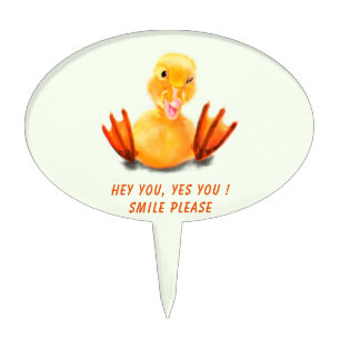 Funny Cake Topper Playful Yellow Duck Custom Text