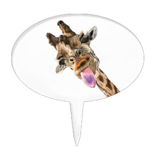 Funny Cake Topper with Happy Playful Giraffe