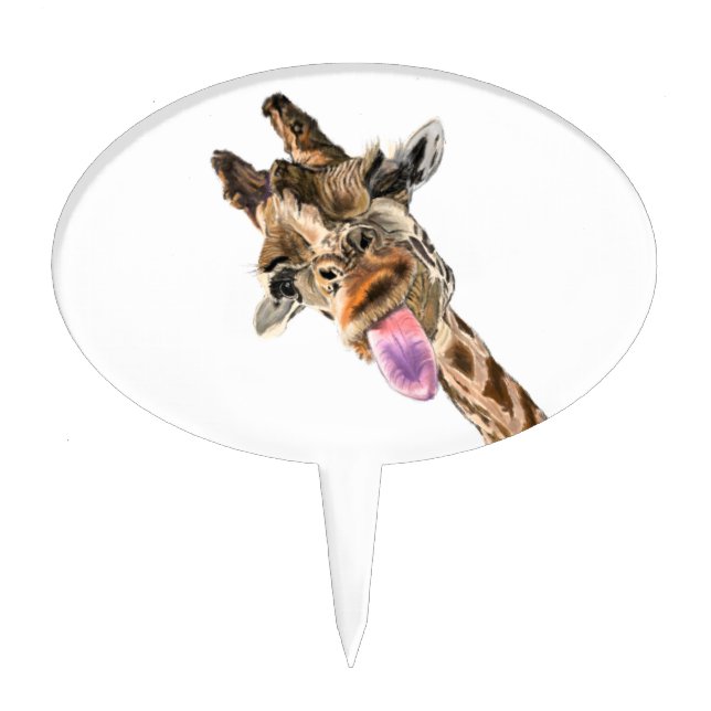 Funny Cake Topper with Happy Playful Giraffe (Front)