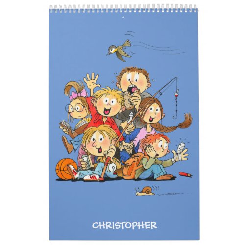 Funny Calendar For Kids Personalized Blue