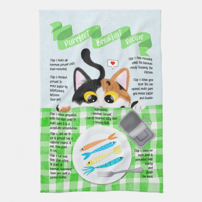 Funny Calico Cat Kitchen Towel (Vertical)