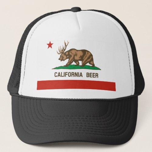 Funny California Beer State Flag Trucker Hat