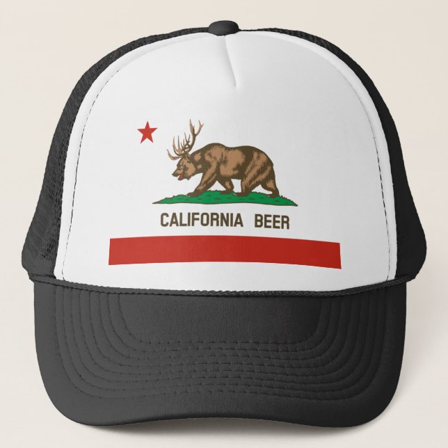 Funny California Beer State Flag Trucker Hat (Front)