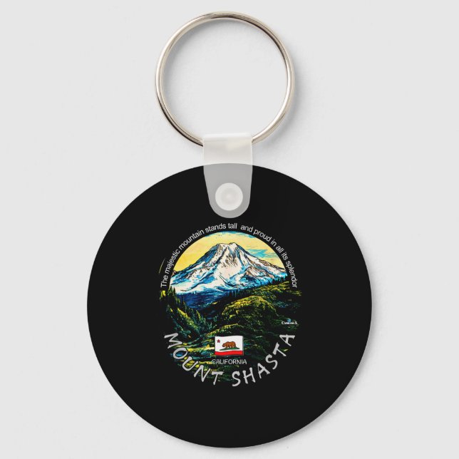 Funny California's Majestic Mount Shasta Hiking Mo Keychain (Front)