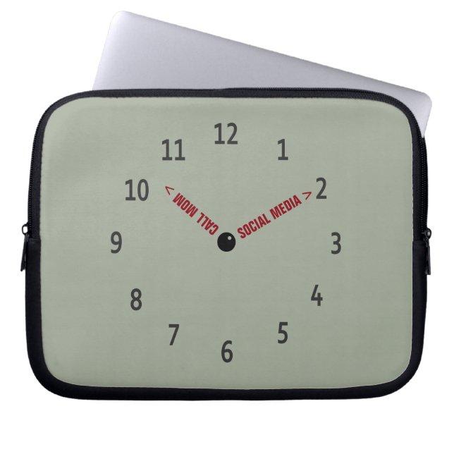 Funny Call Mom Imaginary Clock Laptop Sleeve (Front)