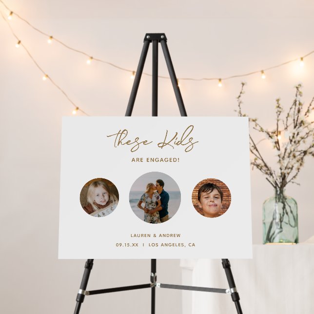 Funny Calligraphy Throwback Photo Engagement Party Foam Board (In Situ (Stand))