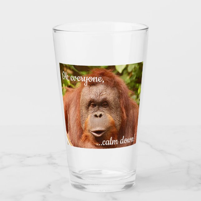 Funny calm orangutan glass (Front)