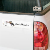 Funny Camel Bride and Groom Wedding Cartoon Bumper Sticker (On Truck)
