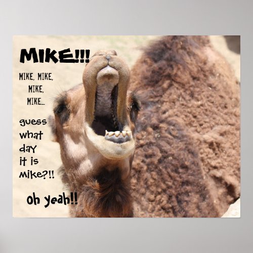 Funny Camel hump day  Guess what day it is MIKE Poster