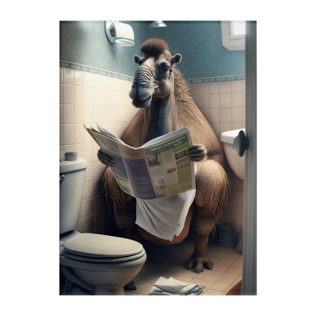 Funny Camel on Bathroom Toilet Wildlife Animals  Acrylic Print (Front)
