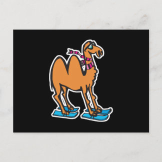 funny camel on skis postcard