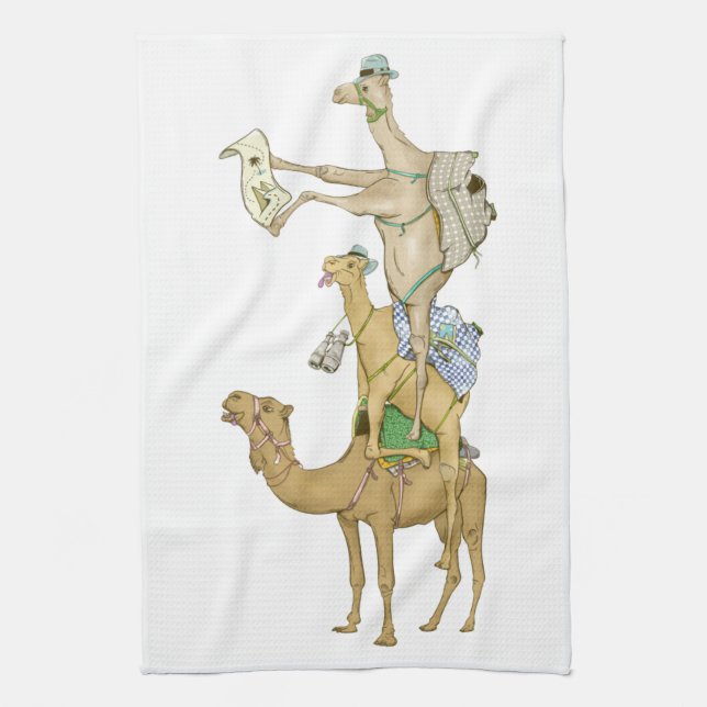 Funny Camel Trek Safari Kitchen Towel (Vertical)