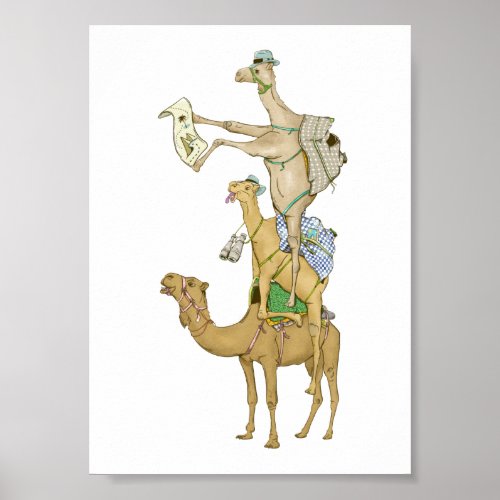 Funny Camel Trek Safari Poster