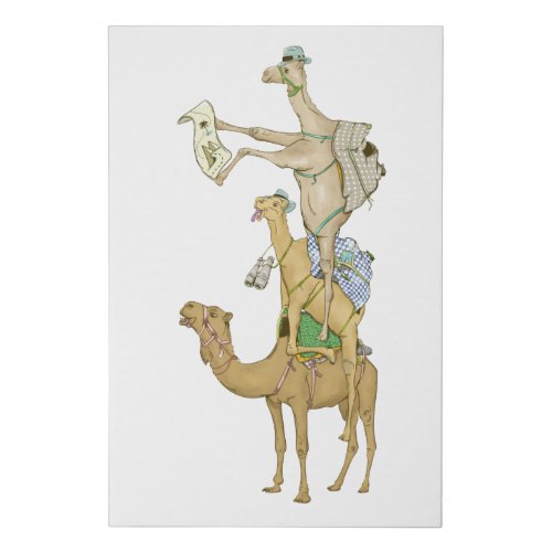 Funny camels faux canvas print
