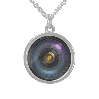 Funny Camera Lens Round Sterling Silver Necklace