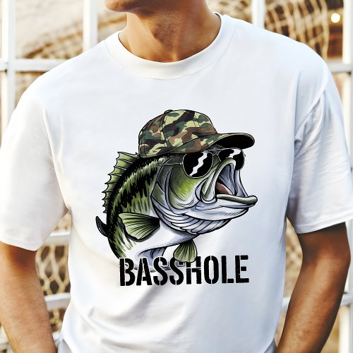 Funny Camo Basshole Bass Fishing Tri-Blend Shirt