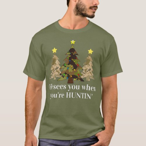 Funny Camo Christmas Tree Hunting Clothes Men T_Shirt