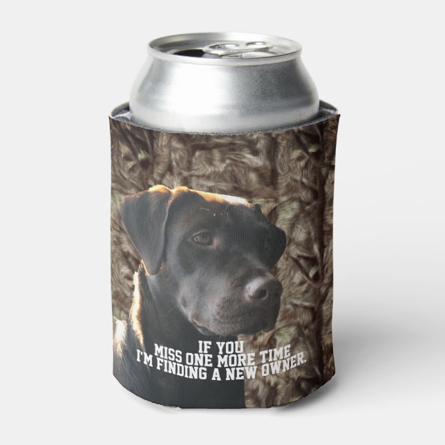 Funny Camo Duck Hunting Chocolate Lab Beer Can Cooler (Can Front)