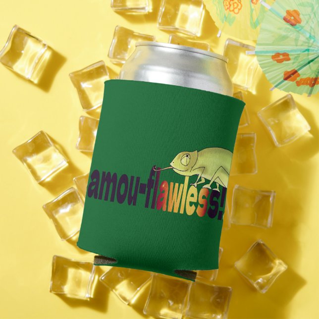 Funny Camou-flawless Chameleon Pun Can Cooler (In Situ Summer)