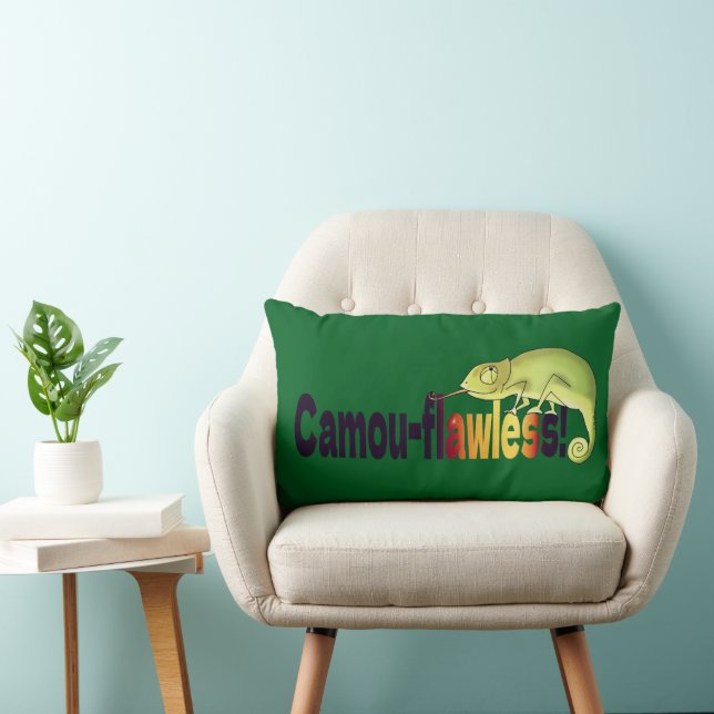 Funny Camou-flawless Chameleon Pun Lumbar Pillow (Chair)