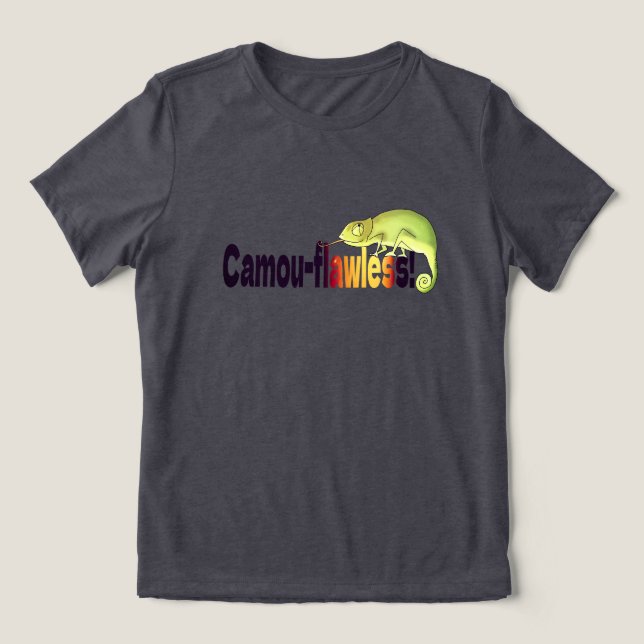 Funny Camou-flawless Chameleon Pun Tri-Blend Shirt (Design Front)