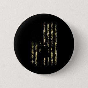 Funny Camouflage Usa Flag Whitetail Buck Deer Hunt Button