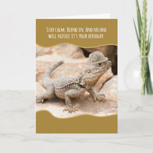 Funny Camouflaged Lizard in a Tweed Hat Birthday Card