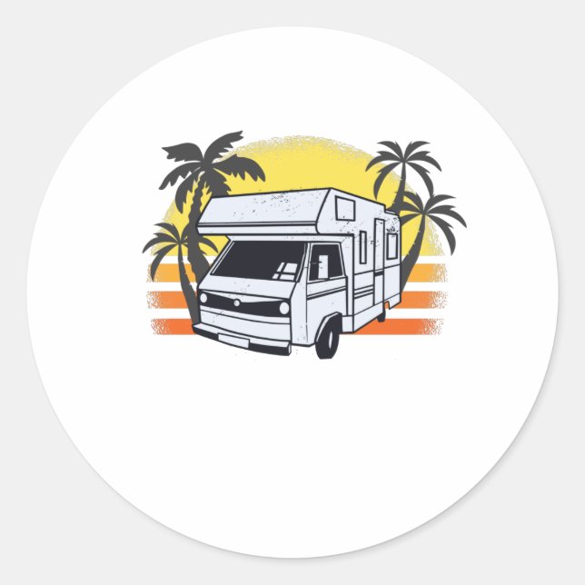 Funny Camper Motorhome - Camping Caravan Classic Round Sticker (Front)