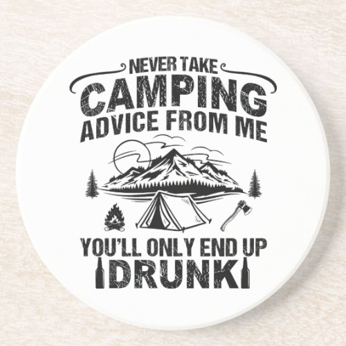 Funny camper slogan camping drinking sayings coaster