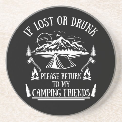 Funny camper slogan camping drinking sayings coaster