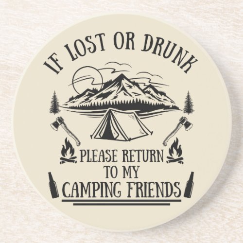 Funny camper slogan camping drinking sayings coaster