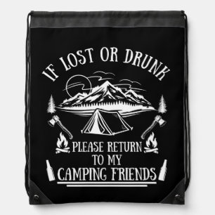 Funny camper slogan camping drinking sayings drawstring bag