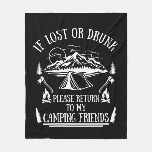 Funny camper slogan camping drinking sayings fleece blanket