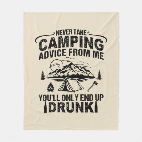 Funny camper slogan camping drinking sayings fleece blanket